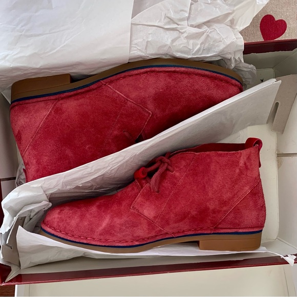 Hush Puppies Red Suede Ankle Boots Size 10 Wide - Style CYRA CATELYN - Picture 10 of 11